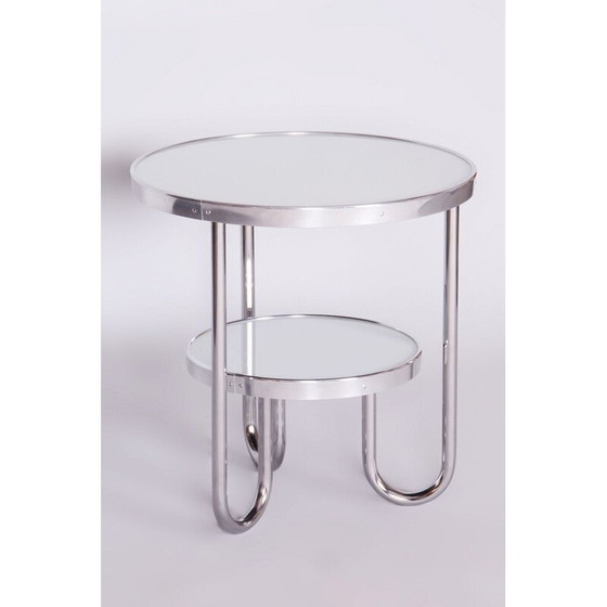 Image 1 of Vintage Bauhaus tafel in chroom, vurenhout en glas voor Kovona, Tsjecho-Slowakije 1930