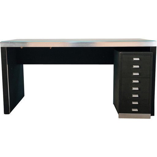 Vintage bureau van glas en aluminium door Guido Faleschini voor Mariani, 1970
