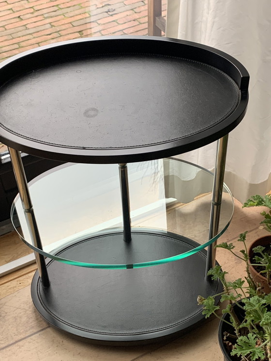 Image 1 of Zanotta Bijzettafel V Leer En Glas