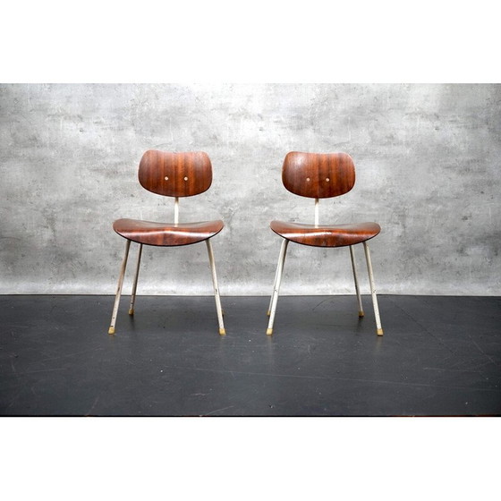 Image 1 of Paar vintage Se68 bijzetstoelen in teakhout van Egon Eiermann voor Wilde en Spieth, Duitsland