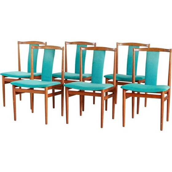 Image 1 of Set van 6 vintage teakhouten stoelen van Henning Sorensen voor Danex, Denemarken 1960