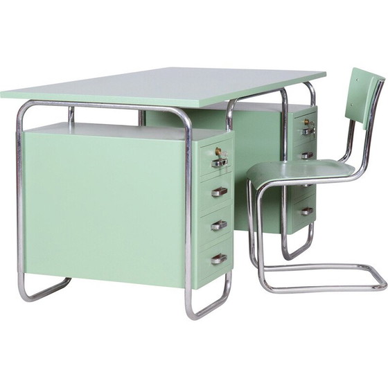 Image 1 of Vintage Bauhaus bureau en stoel van Thonet, Tsjechië 1930