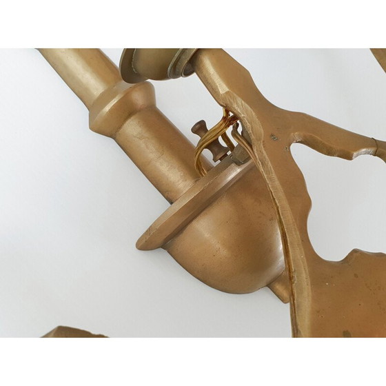 Image 1 of Paar vintage wandlampen van massief messing, 1950