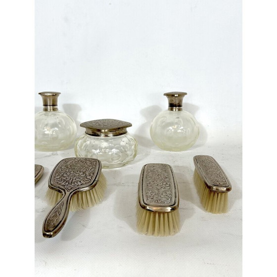 Image 1 of Mid-century Italiaans toiletset van verzilverd en geblazen Murano glas, jaren 1940