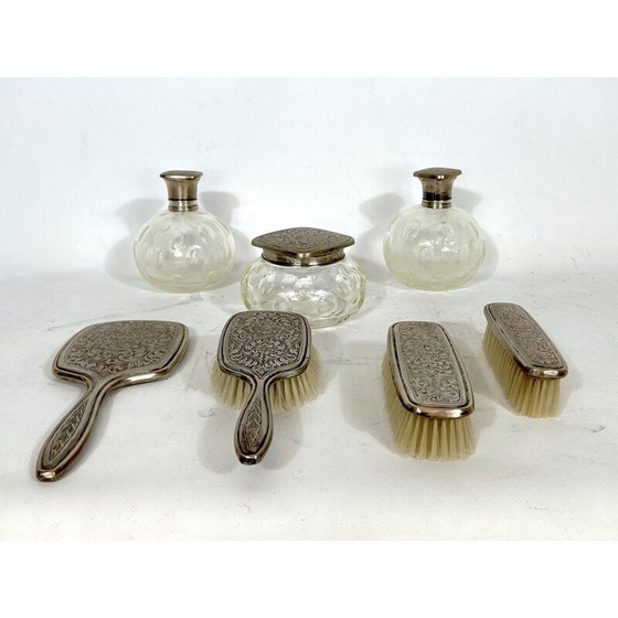 Image 1 of Mid-century Italiaans toiletset van verzilverd en geblazen Murano glas, jaren 1940