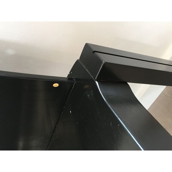 Image 1 of Set van 6 Vintage Zwart Gelakte Houten Stoelen,1993