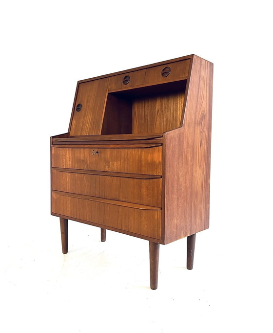 Image 1 of Vintage Teakhouten Deense Secretaire ‘60