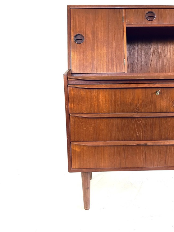 Image 1 of Vintage Teakhouten Deense Secretaire ‘60