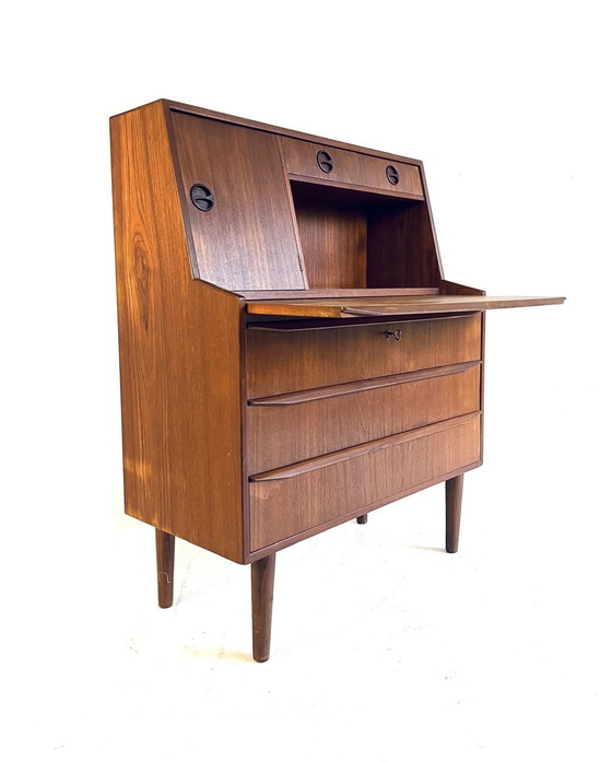 Image 1 of Vintage Teakhouten Deense Secretaire ‘60