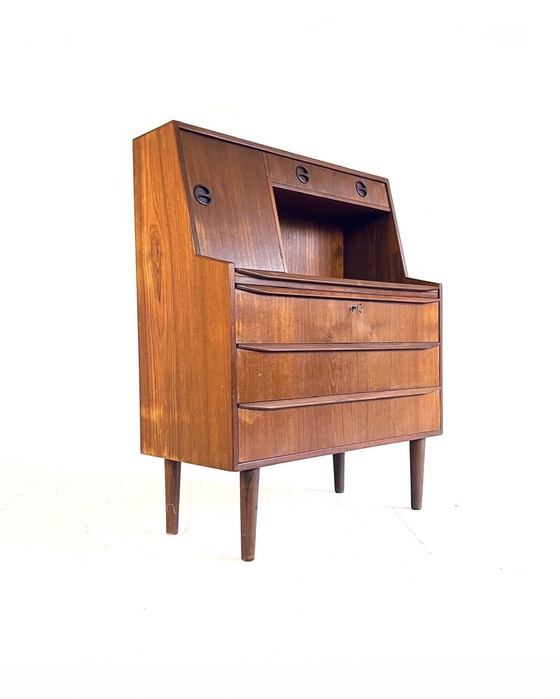 Image 1 of Vintage Teakhouten Deense Secretaire ‘60