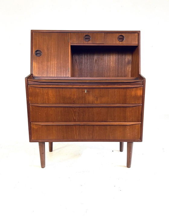 Image 1 of Vintage Teakhouten Deense Secretaire ‘60