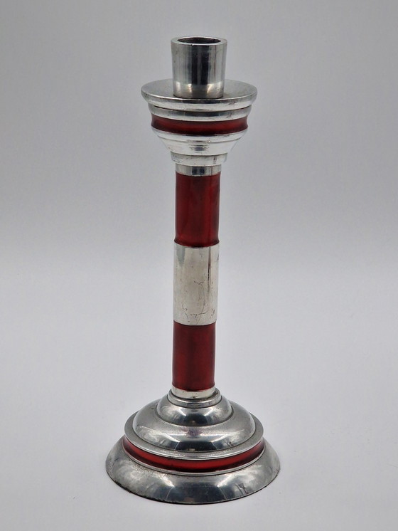 Image 1 of Koppel industriële vintage kandelaars in de vorm van een vuurtoren