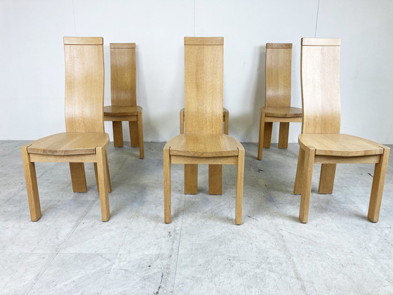 Image 1 of Van Den Berghe Pauvers Vintage eiken eetkamerstoelen