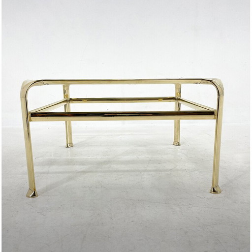 Vintage salontafel in messing en glas van Mauro Lipparini, Italië 1970