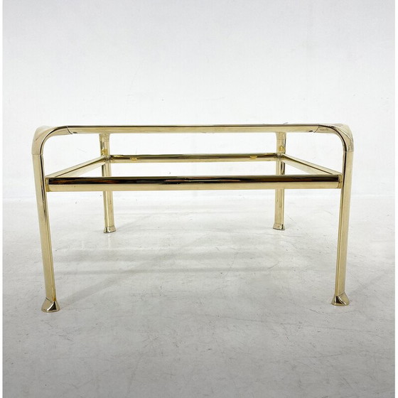 Image 1 of Vintage salontafel in messing en glas van Mauro Lipparini, Italië 1970