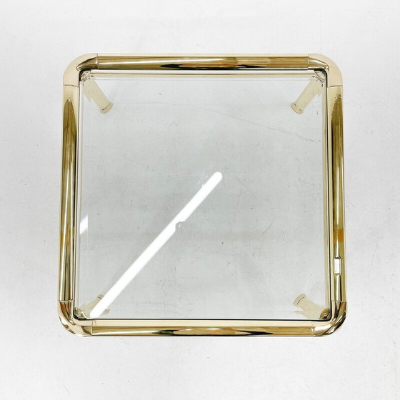 Image 1 of Vintage salontafel in messing en glas van Mauro Lipparini, Italië 1970