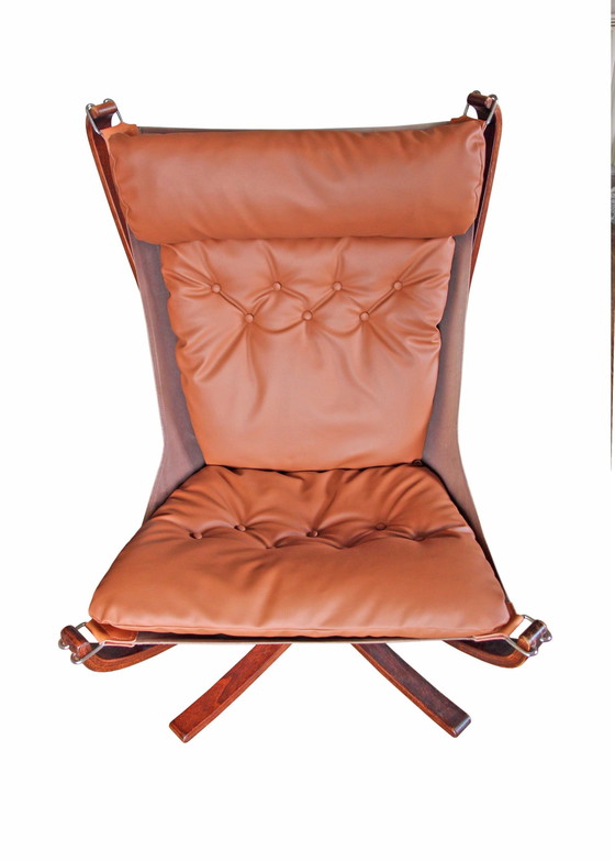 Image 1 of Falcon fauteuil en Ottoman, Sigurd Ressell voor Vatne Mobler, 1970