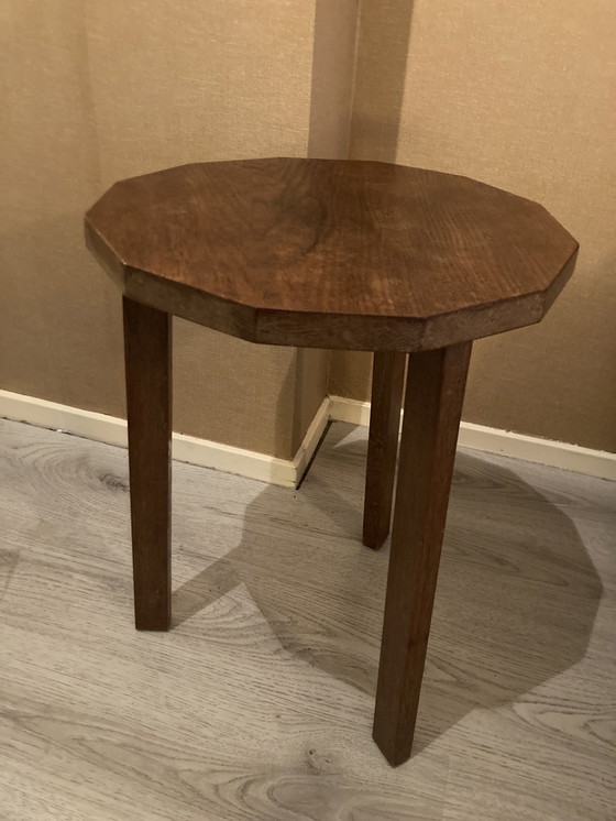 Image 1 of Vintage brutalist bijzettafeltje van hout