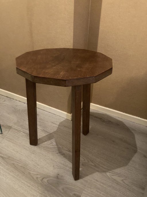 Vintage brutalist bijzettafeltje van hout