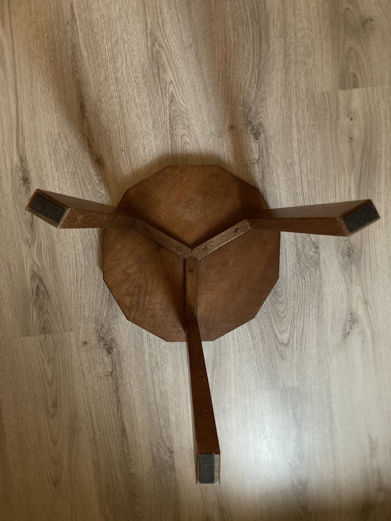 Image 1 of Vintage brutalist bijzettafeltje van hout