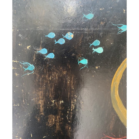 Image 1 of Oude olieverf op isorel "Compositie" door Pierre Piget