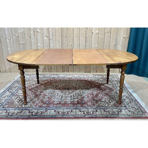 Vintage kersenhouten eettafel met 2 verlengstukken, 1930