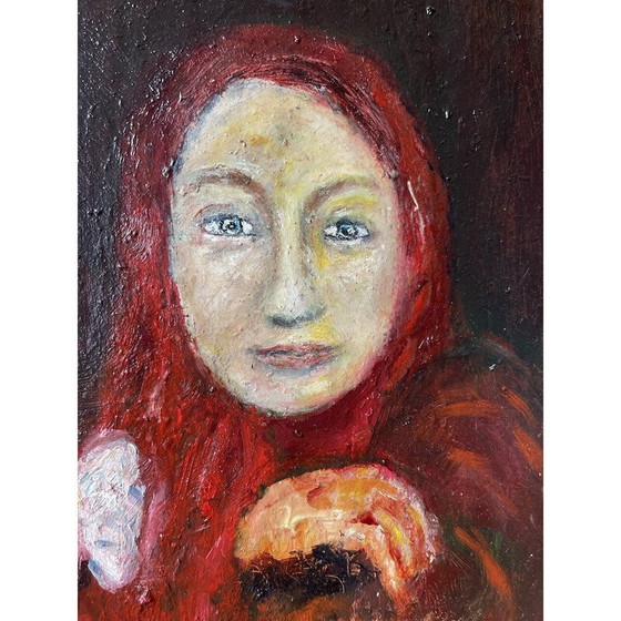 Image 1 of Vintage olieverf op doek "De omhelzing" door Elodie Huré