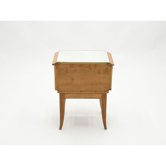 Image 1 of Paar vintage spiegel messing sycamore nachtkastjes van Jean Pascaud 1940