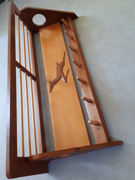 Image 1 of 60's vintage kapstok deense teakhouten wandkapstok
