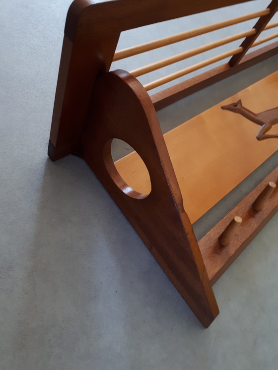 Image 1 of 60's vintage kapstok deense teakhouten wandkapstok