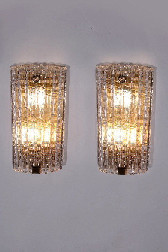 Image 1 of Orrefors Design XXL Wandlampen van Carl Fagerlund glas en messing, 1960s