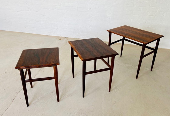 Image 1 of Vintage Deense Retro Mid Century Rosewood Nesting Tables 1960S