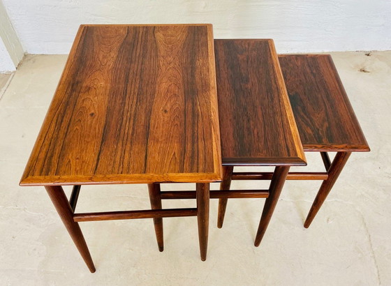 Image 1 of Vintage Deense Retro Mid Century Rosewood Nesting Tables 1960S