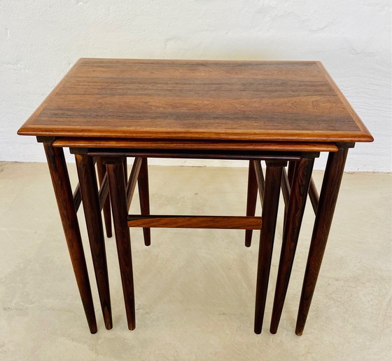 Image 1 of Vintage Deense Retro Mid Century Rosewood Nesting Tables 1960S