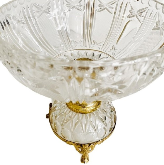 Image 1 of Vintage Rococo Kristal Messing Hollywood Regency bonbonschaal