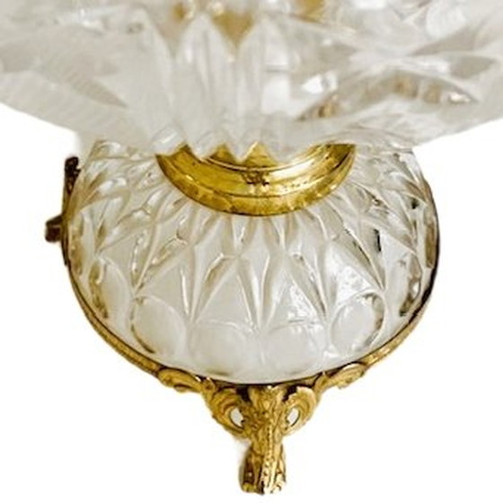 Image 1 of Vintage Rococo Kristal Messing Hollywood Regency bonbonschaal