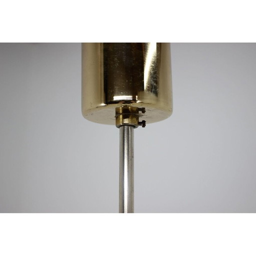 Vintage hanglamp van glas en messing, Tsjecho-Slowakije 1960