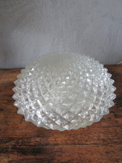 Vintage Retro Mid-Century Glazen Plafondlamp Plafonnière