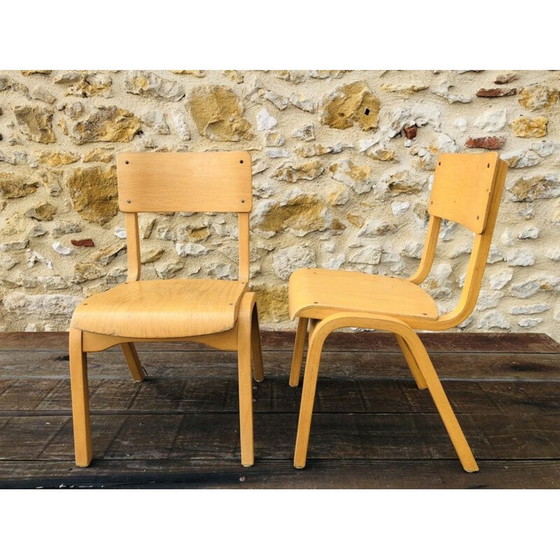 Image 1 of Paar vintage gebogen houten kinderstoelen, 1950-1960