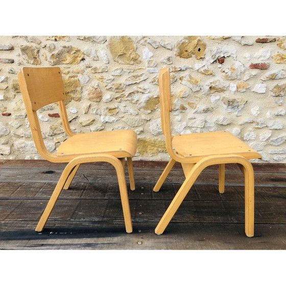 Image 1 of Paar vintage gebogen houten kinderstoelen, 1950-1960