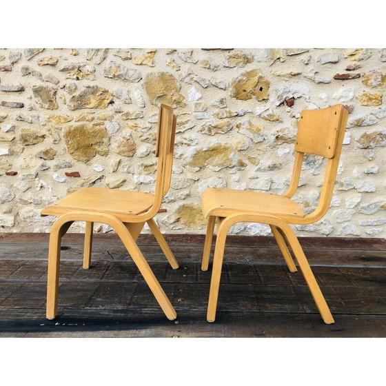 Image 1 of Paar vintage gebogen houten kinderstoelen, 1950-1960