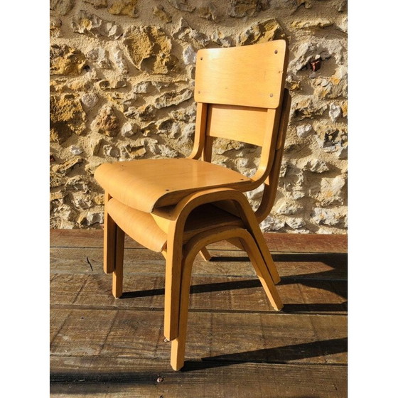 Image 1 of Paar vintage gebogen houten kinderstoelen, 1950-1960