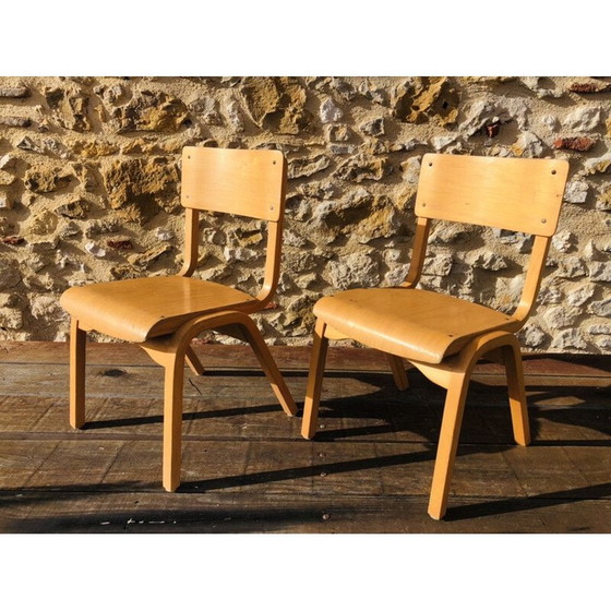 Image 1 of Paar vintage gebogen houten kinderstoelen, 1950-1960