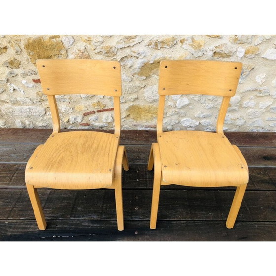 Image 1 of Paar vintage gebogen houten kinderstoelen, 1950-1960