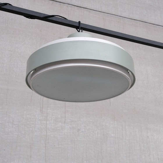 Image 1 of Vintage stalen en glazen hanglamp van Raak, Nederland 1960