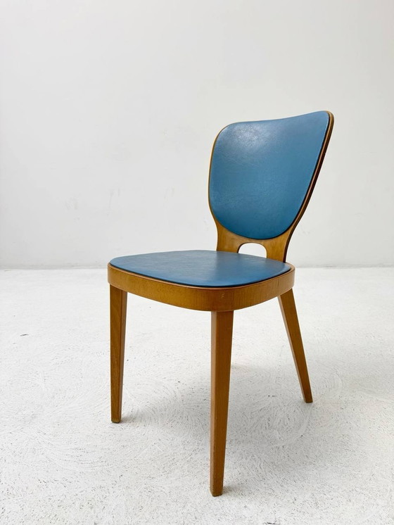 Image 1 of Blue Max Bill stoelen van Horgen Glarus, set van 4, Zwitserland 1952