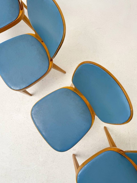 Image 1 of Blue Max Bill stoelen van Horgen Glarus, set van 4, Zwitserland 1952