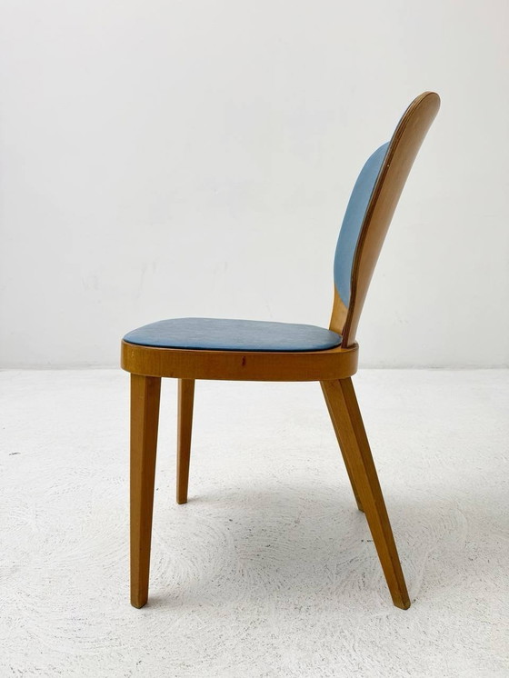 Image 1 of Blue Max Bill stoelen van Horgen Glarus, set van 4, Zwitserland 1952