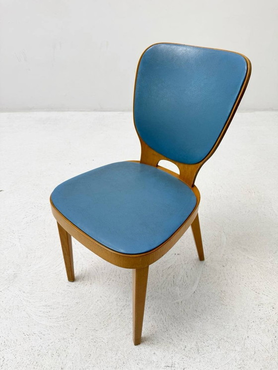 Image 1 of Blue Max Bill stoelen van Horgen Glarus, set van 4, Zwitserland 1952