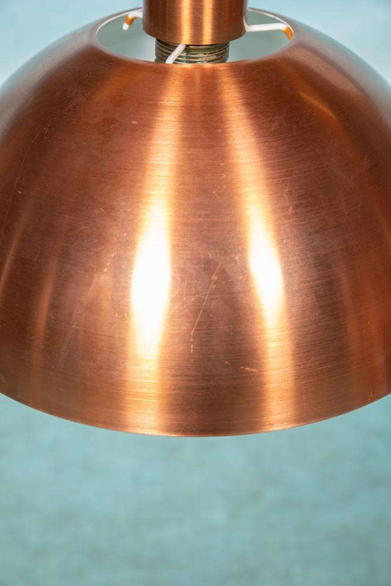 Image 1 of Vintage mushroom hanglamp Zweden 1960s, midmod brass lamp